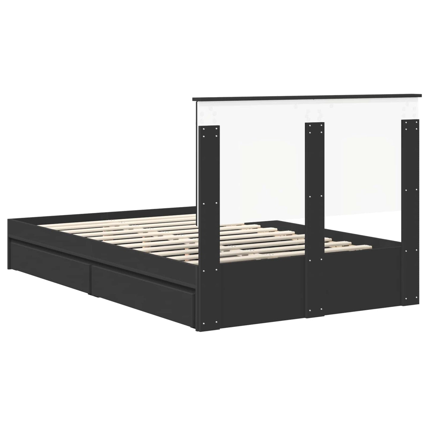 Storage Bed with Headboard Black 120 x 200 cm Engineered Wood