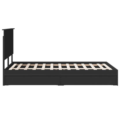 Storage Bed with Headboard Black 120 x 200 cm Engineered Wood