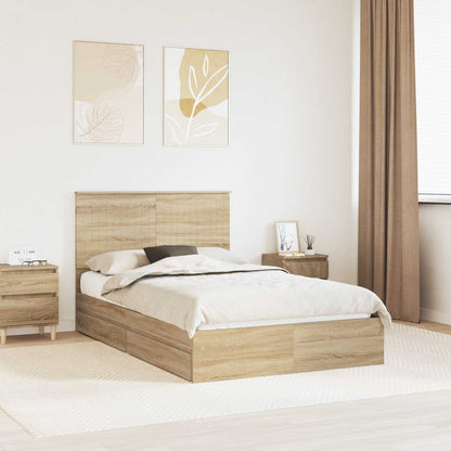 Storage Bed with Drawer Sonoma Oak 120 x 200 cm Engineered Wood
