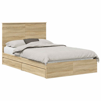 Storage Bed with Drawer Sonoma Oak 120 x 200 cm Engineered Wood