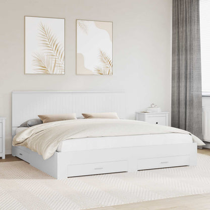 Bed Frame with Headboard White 200 x 200 cm Engineered Wood