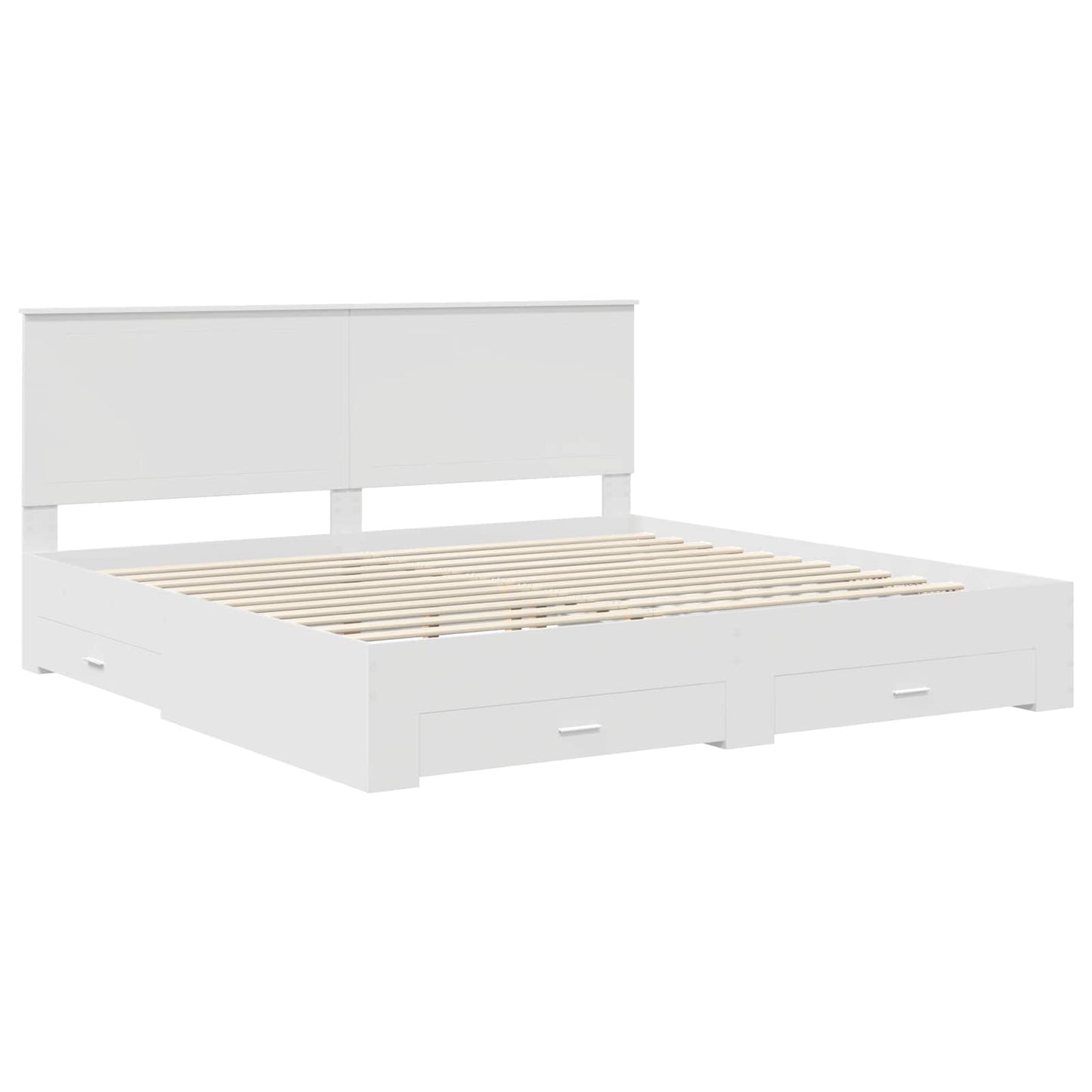 Bed Frame with Headboard White 200 x 200 cm Engineered Wood
