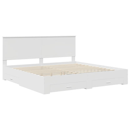 Bed Frame with Headboard White 200 x 200 cm Engineered Wood