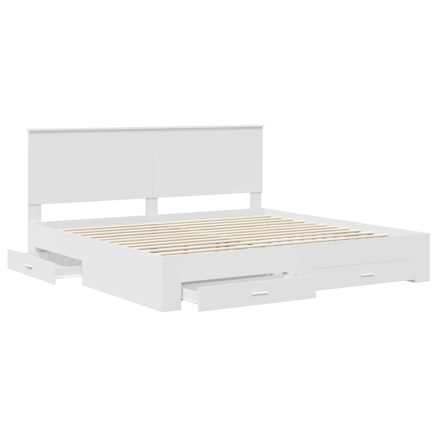 Bed Frame with Headboard White 200 x 200 cm Engineered Wood