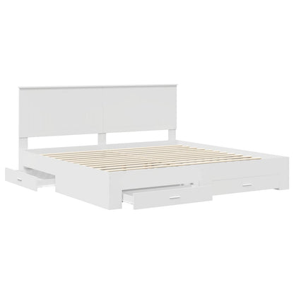 Bed Frame with Headboard White 200 x 200 cm Engineered Wood