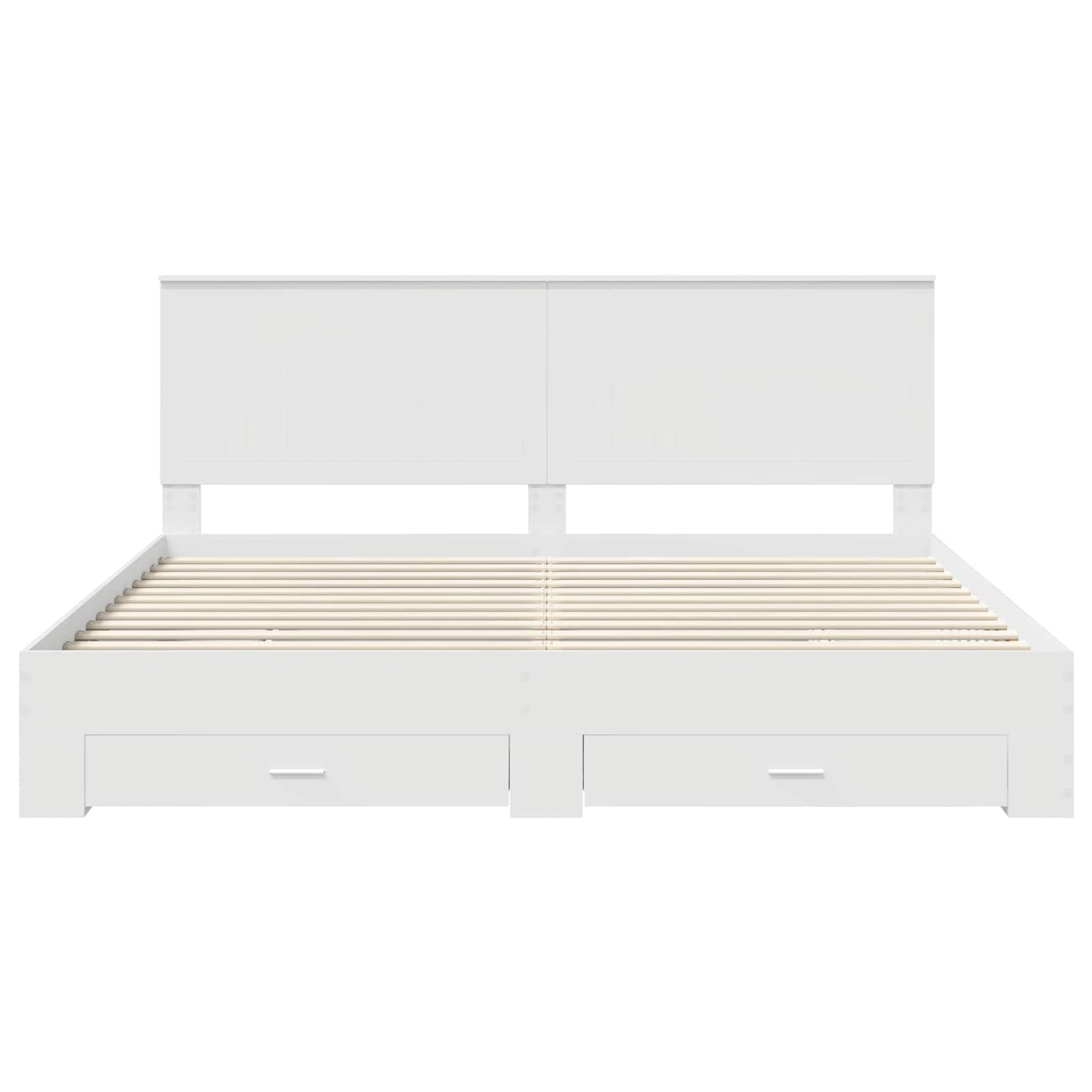 Bed Frame with Headboard White 200 x 200 cm Engineered Wood