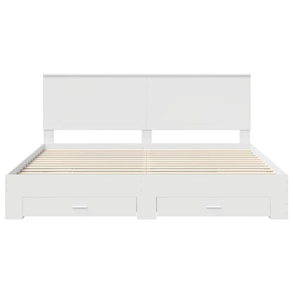 Bed Frame with Headboard White 200 x 200 cm Engineered Wood