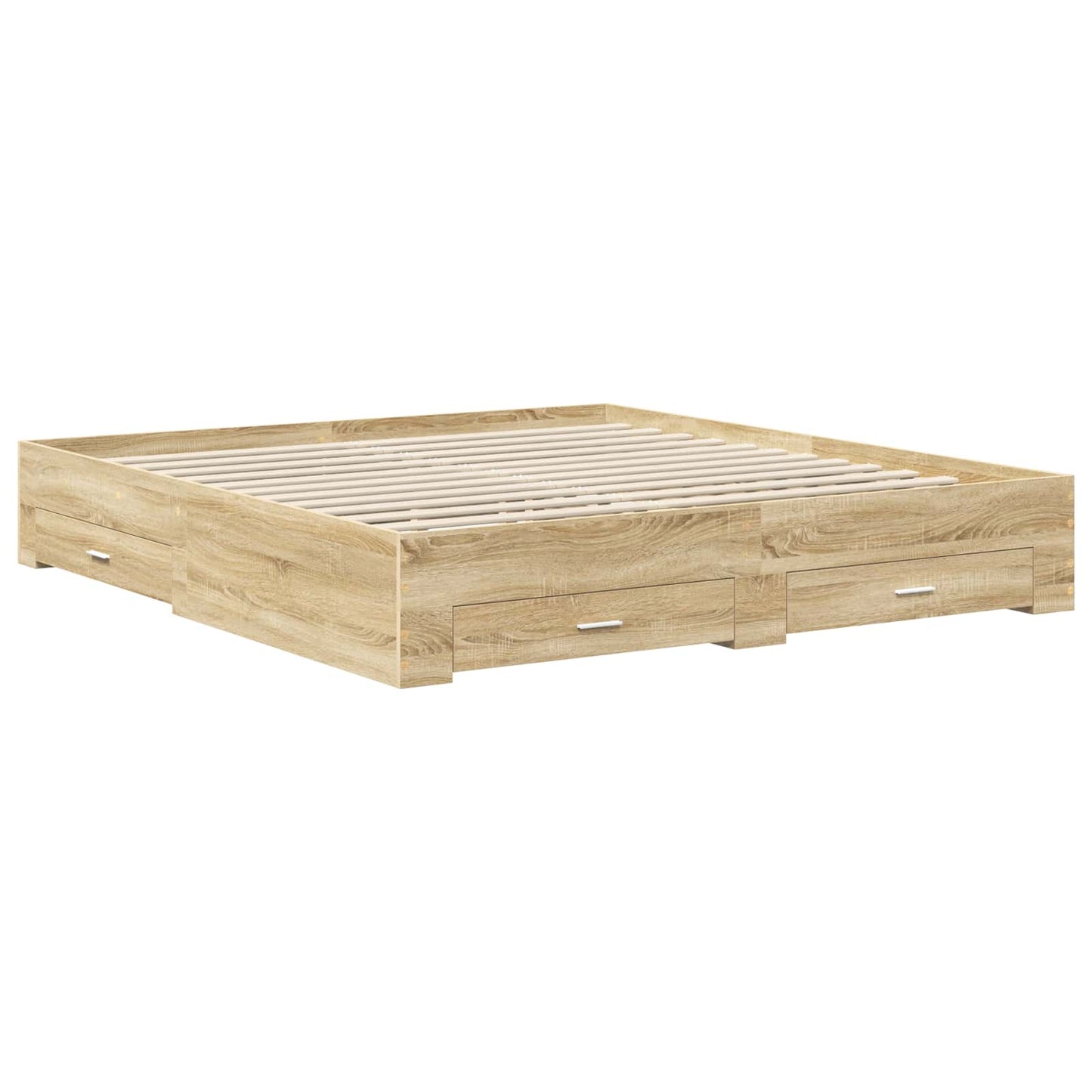 Bed Frame with Drawer Sonoma Oak 200 x 200 cm Engineered Wood