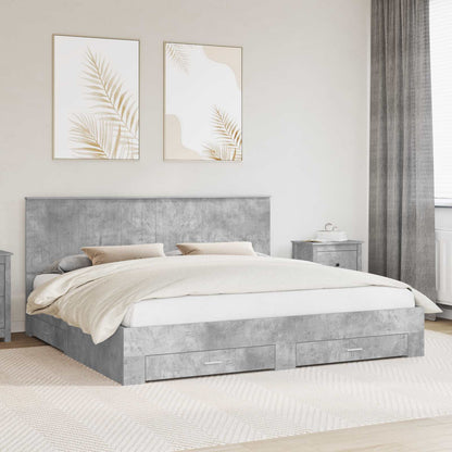 Bed Frame Concrete Grey 200 x 200 cm Engineered Wood