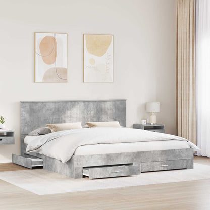 Bed Frame Concrete Grey 200 x 200 cm Engineered Wood