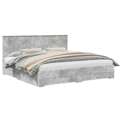 Bed Frame Concrete Grey 200 x 200 cm Engineered Wood