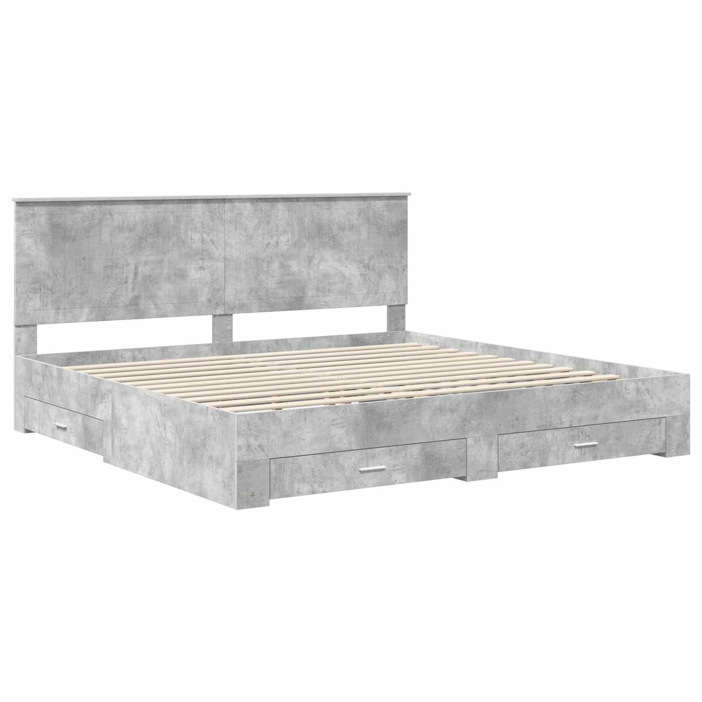 Bed Frame Concrete Grey 200 x 200 cm Engineered Wood