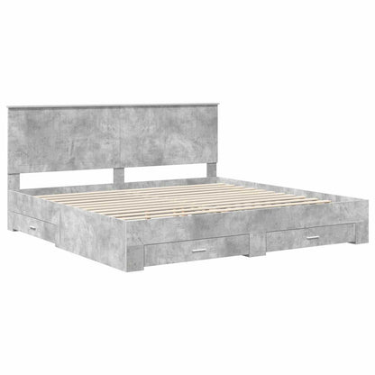 Bed Frame Concrete Grey 200 x 200 cm Engineered Wood