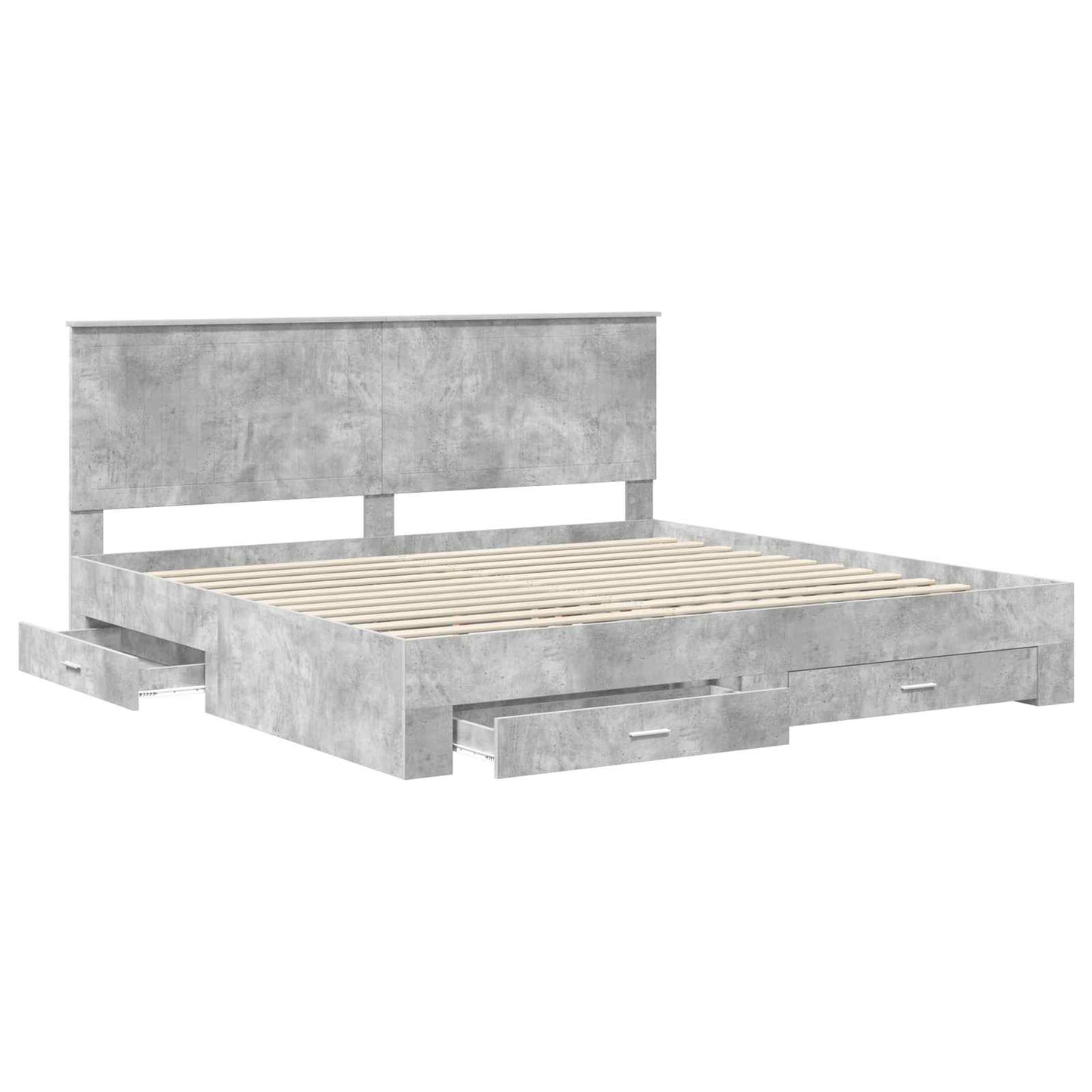 Bed Frame Concrete Grey 200 x 200 cm Engineered Wood