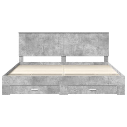 Bed Frame Concrete Grey 200 x 200 cm Engineered Wood