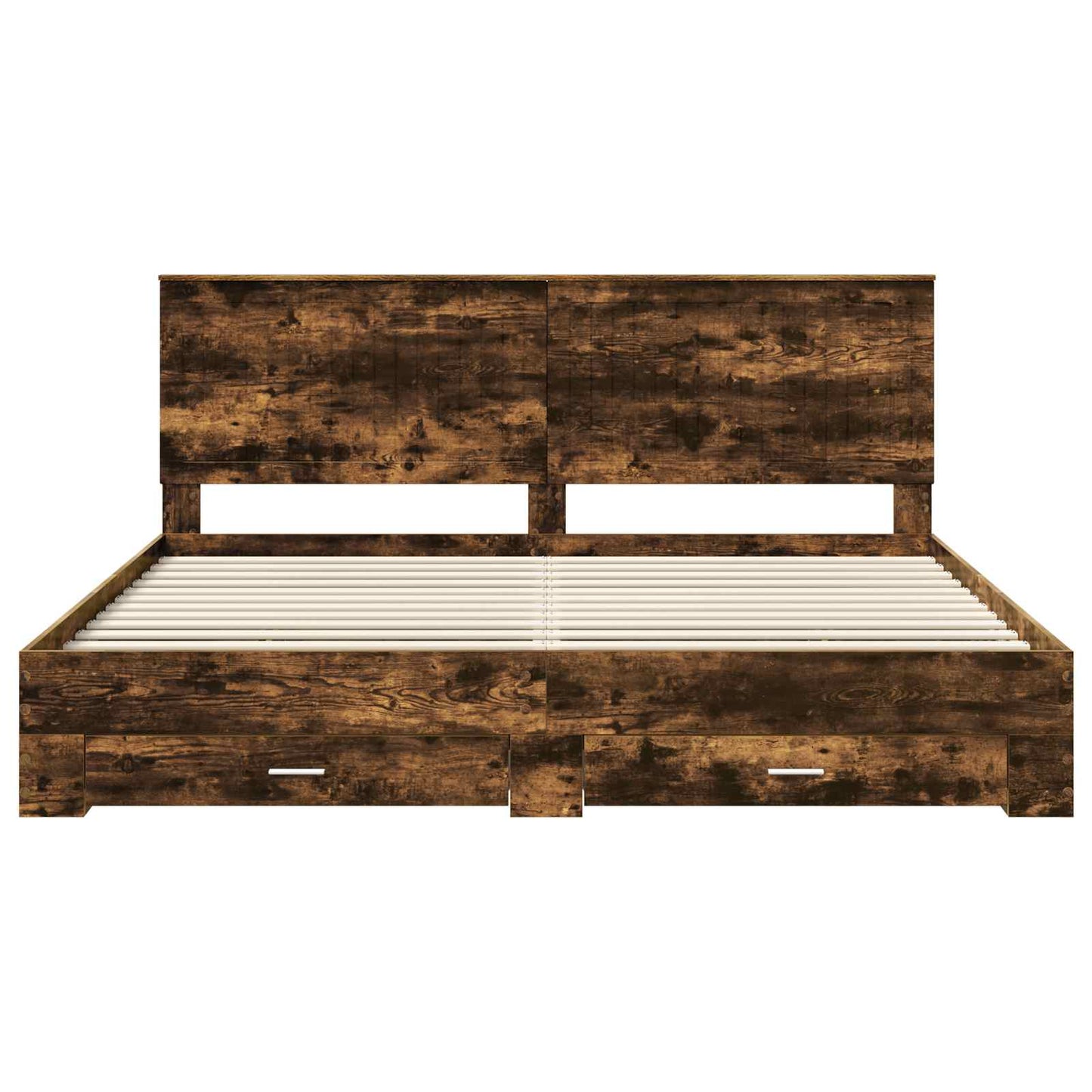 Bed Frame with Drawer Smoked Oak 200 x 200 cm Engineered Wood