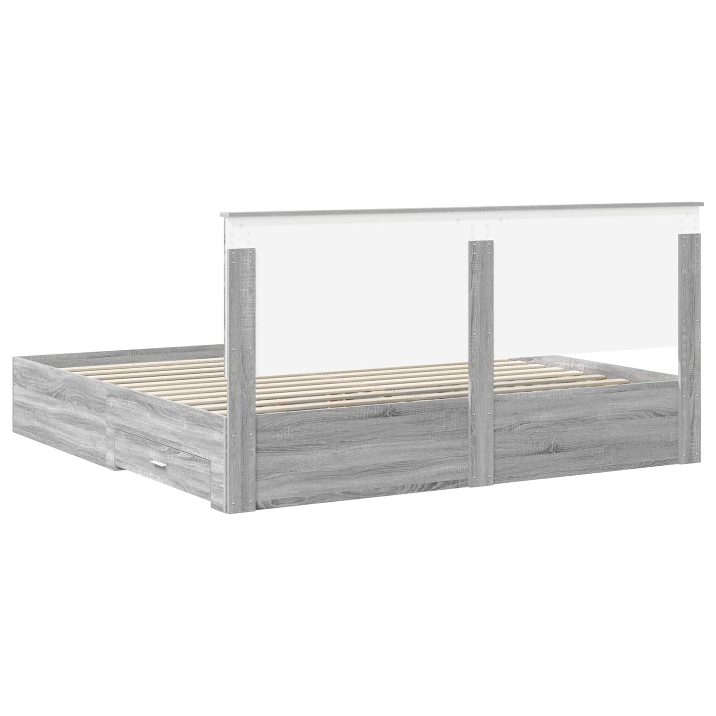 Bed Frame with Drawer Grey Sonoma 200 x 200 cm Engineered Wood