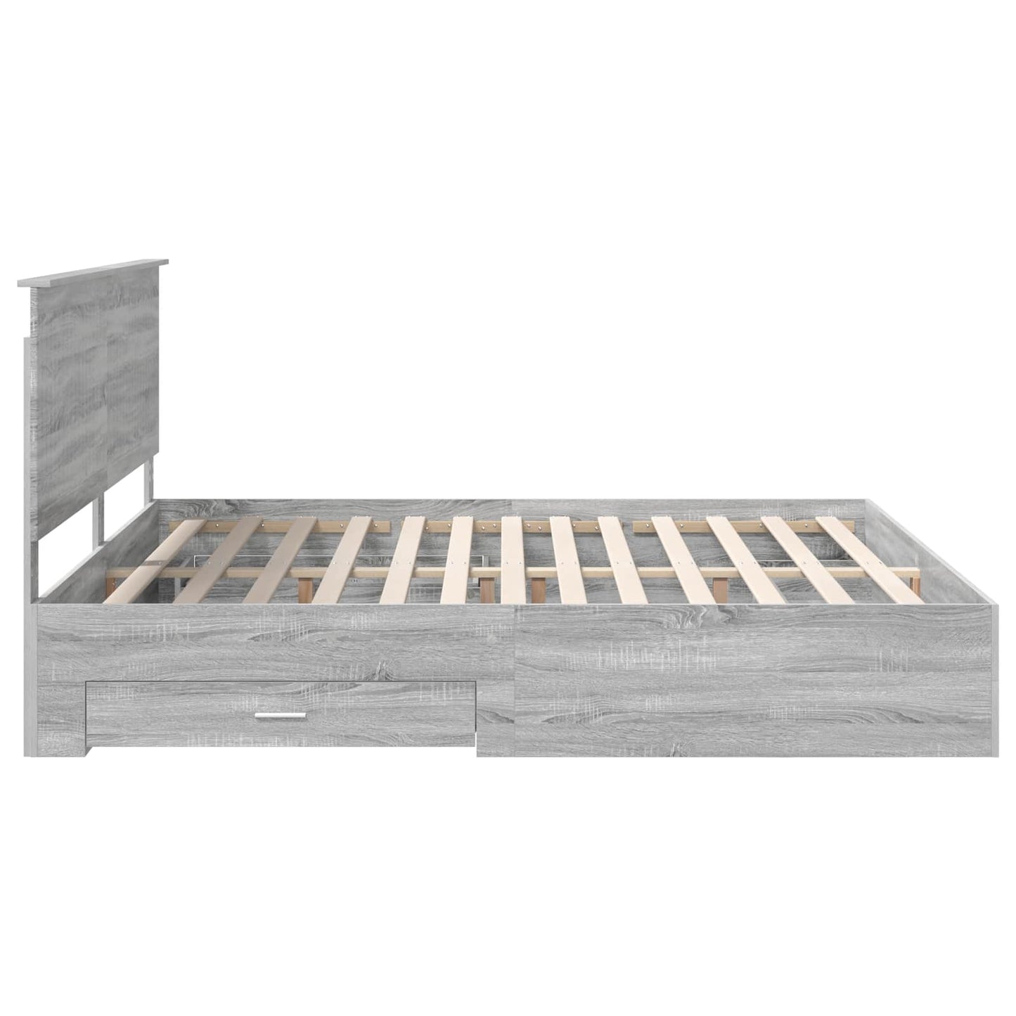 Bed Frame with Drawer Grey Sonoma 200 x 200 cm Engineered Wood