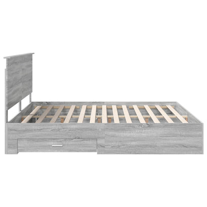 Bed Frame with Drawer Grey Sonoma 200 x 200 cm Engineered Wood