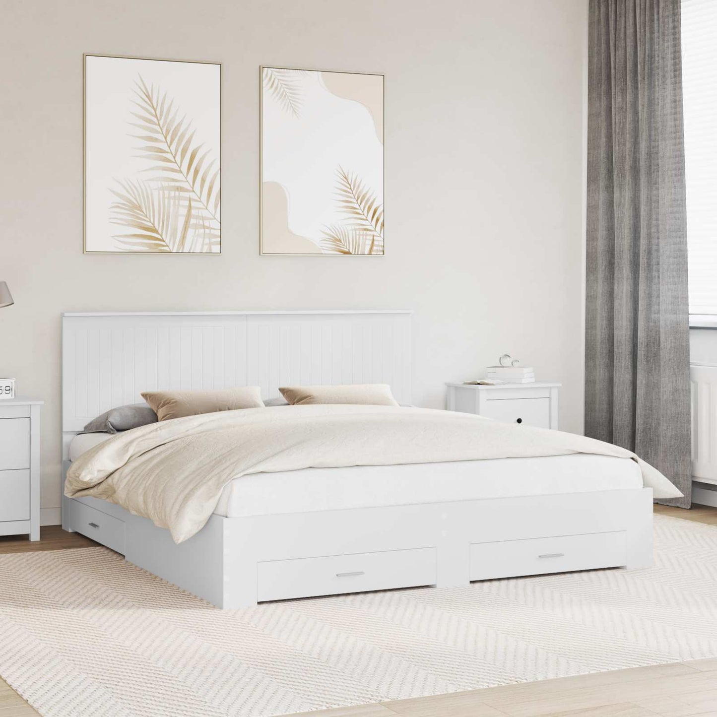 Bed Frame with Headboard White 180 x 200 cm Engineered Wood