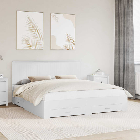 Bed Frame with Headboard White 180 x 200 cm Engineered Wood