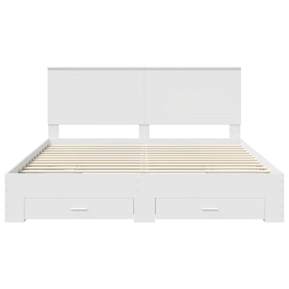 Bed Frame with Headboard White 180 x 200 cm Engineered Wood