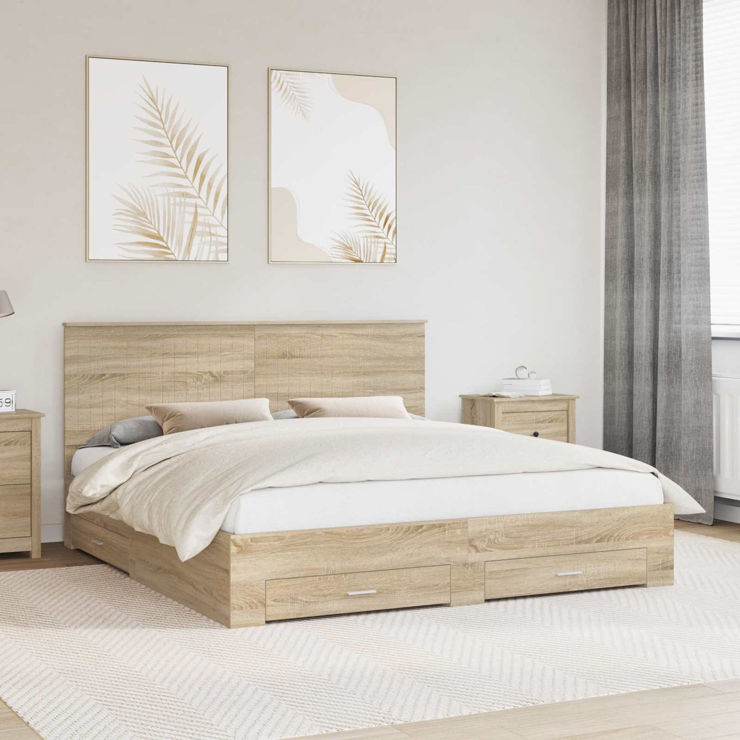 Bed Frame with Drawer Sonoma Oak 180 x 200 cm Engineered Wood
