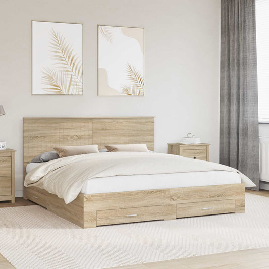 Bed Frame with Drawer Sonoma Oak 180 x 200 cm Engineered Wood