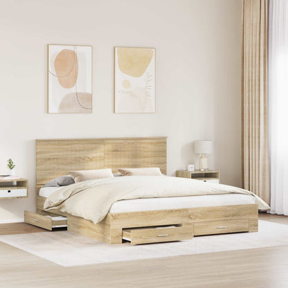 Bed Frame with Drawer Sonoma Oak 180 x 200 cm Engineered Wood