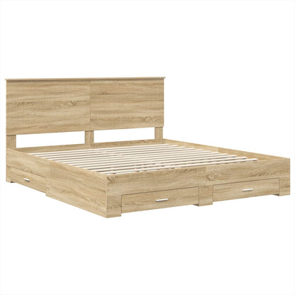 Bed Frame with Drawer Sonoma Oak 180 x 200 cm Engineered Wood