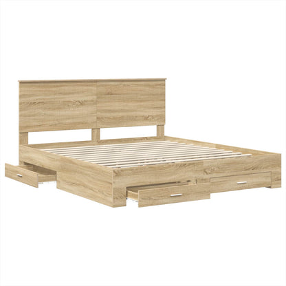 Bed Frame with Drawer Sonoma Oak 180 x 200 cm Engineered Wood