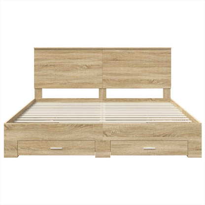 Bed Frame with Drawer Sonoma Oak 180 x 200 cm Engineered Wood