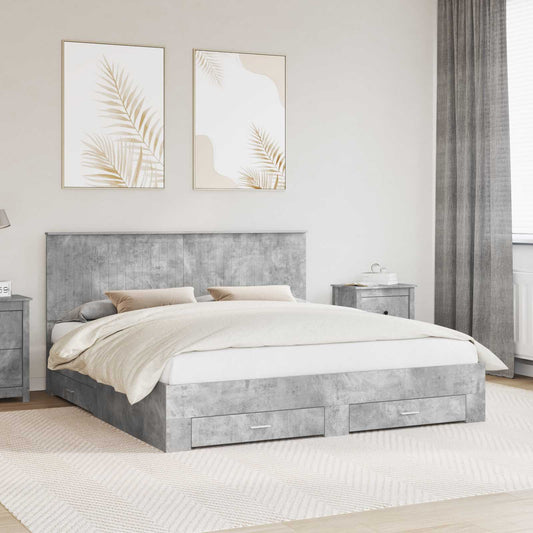 Bed Frame Concrete Grey 180 x 200 cm Engineered Wood