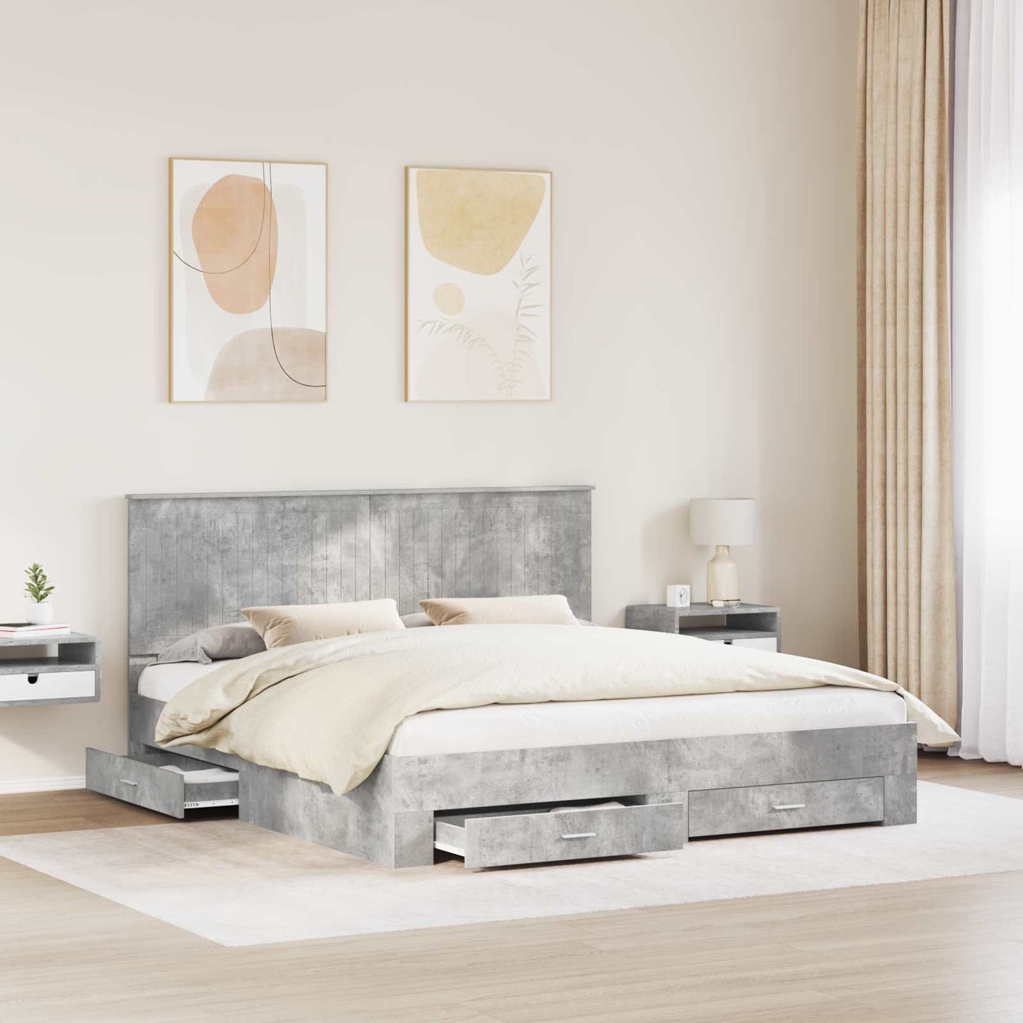 Bed Frame Concrete Grey 180 x 200 cm Engineered Wood