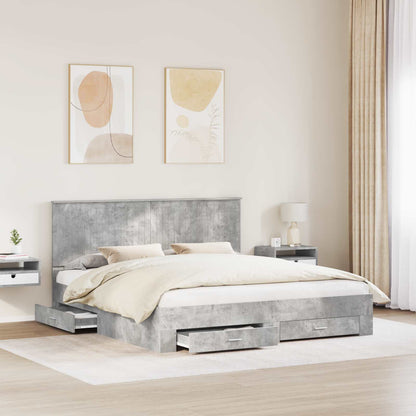 Bed Frame Concrete Grey 180 x 200 cm Engineered Wood