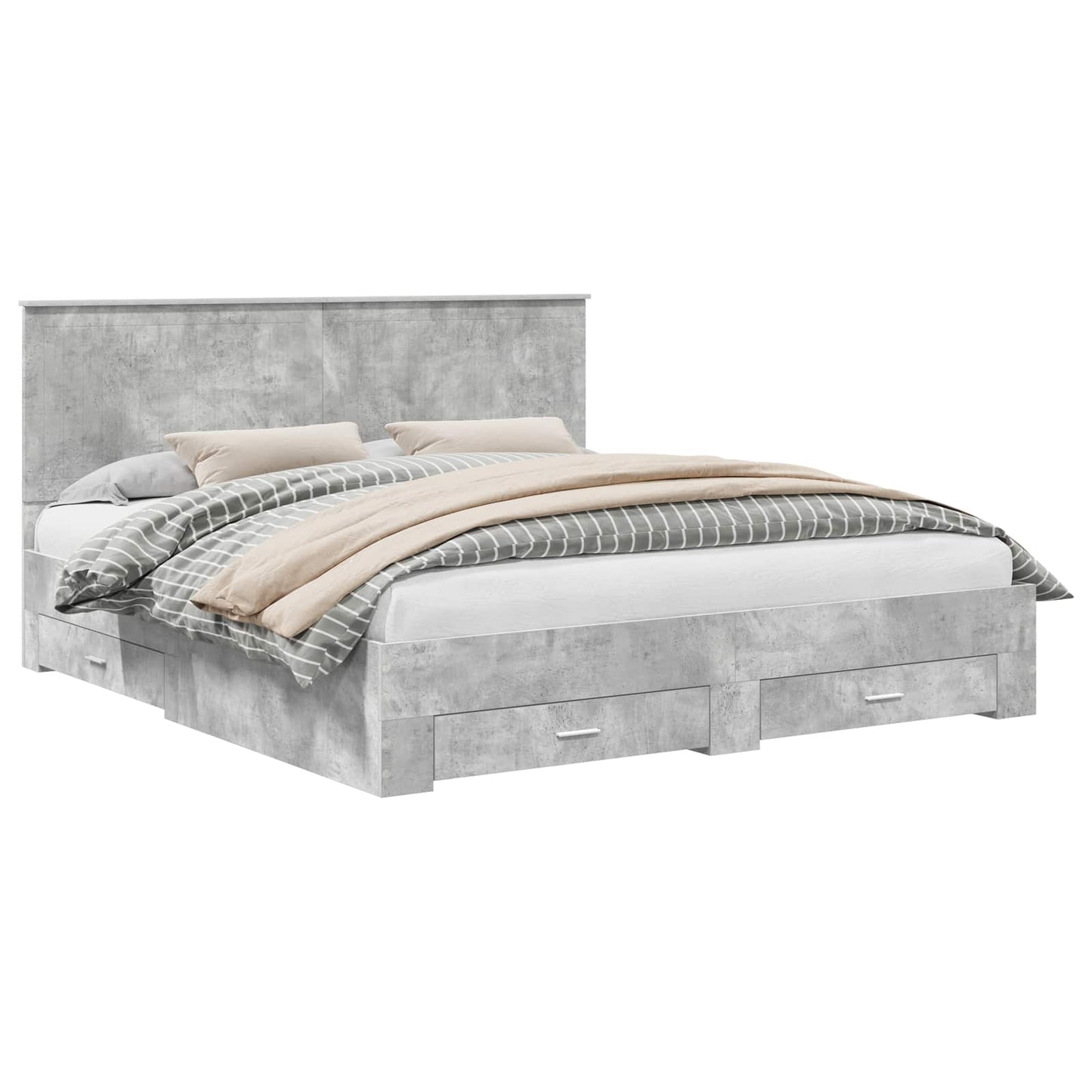Bed Frame Concrete Grey 180 x 200 cm Engineered Wood