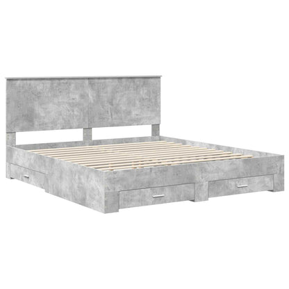 Bed Frame Concrete Grey 180 x 200 cm Engineered Wood