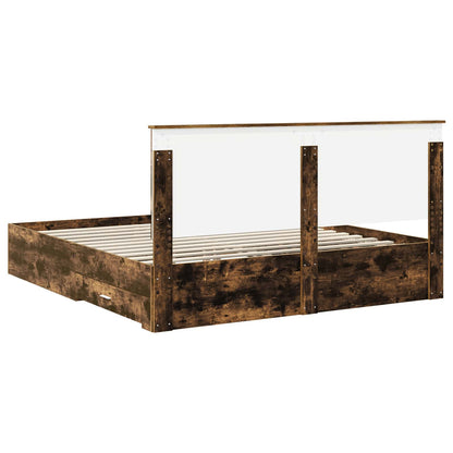 Bed Frame with Drawer Smoked Oak 180 x 200 cm Engineered Wood