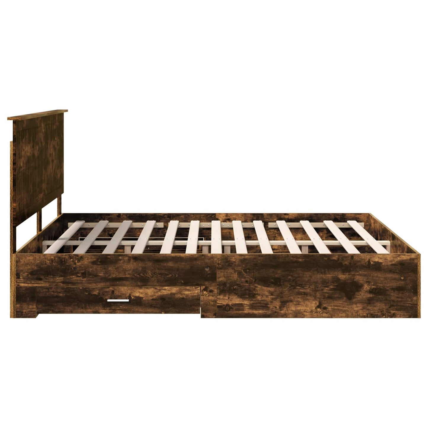 Bed Frame with Drawer Smoked Oak 180 x 200 cm Engineered Wood