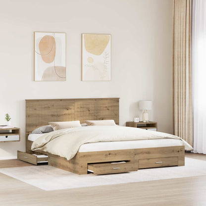 Bed Frame with Drawer Artisan Oak 180 x 200 cm Engineered Wood