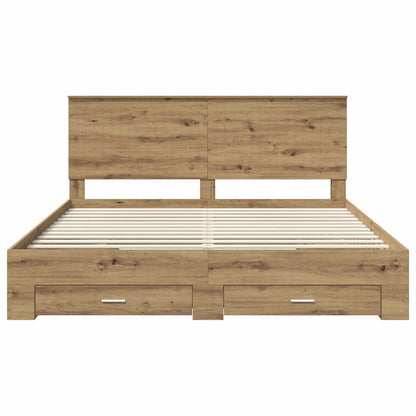 Bed Frame with Drawer Artisan Oak 180 x 200 cm Engineered Wood