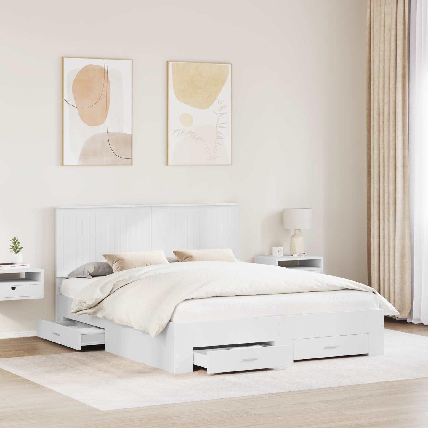Bed Frame with Headboard White 160 x 200 cm Engineered Wood