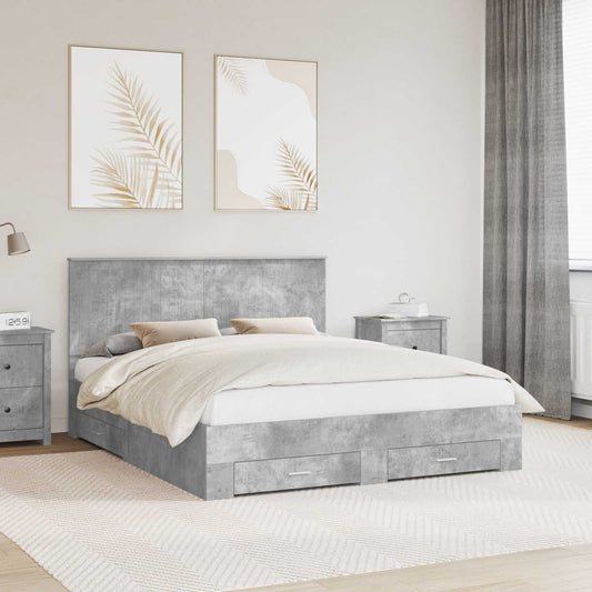 Bed Frame Concrete Grey 160 x 200 cm Engineered Wood