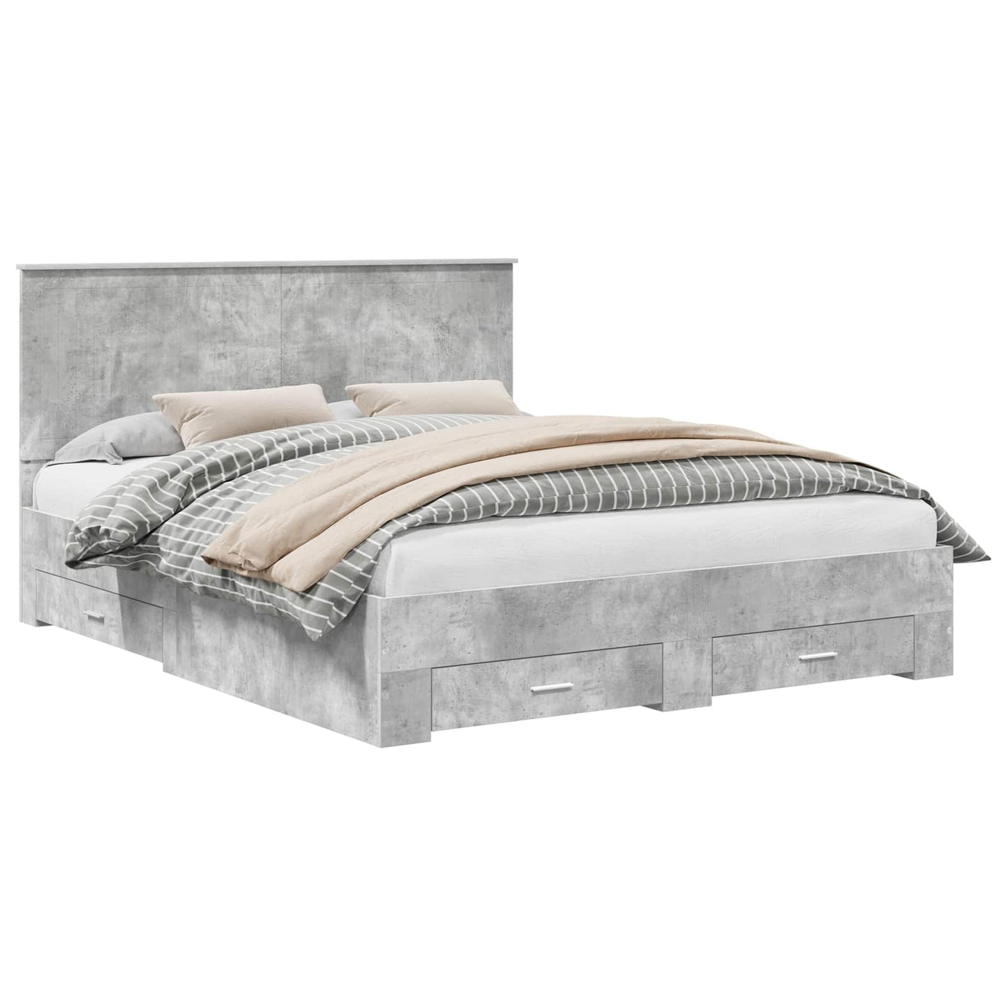 Bed Frame Concrete Grey 160 x 200 cm Engineered Wood