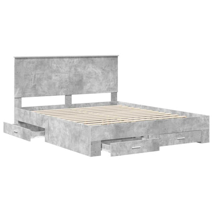 Bed Frame Concrete Grey 160 x 200 cm Engineered Wood