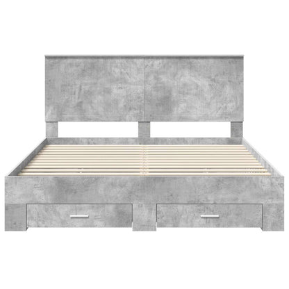 Bed Frame Concrete Grey 160 x 200 cm Engineered Wood