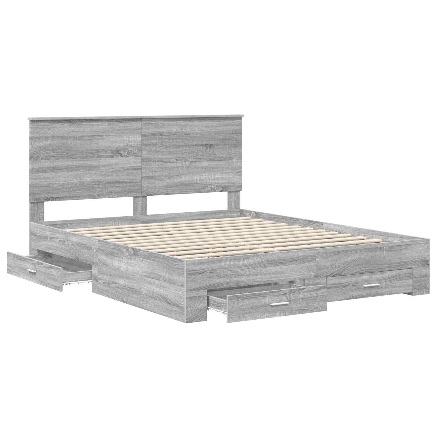 Bed Frame with Drawer Grey Sonoma 160 x 200 cm Engineered Wood