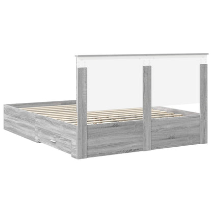 Bed Frame with Drawer Grey Sonoma 160 x 200 cm Engineered Wood