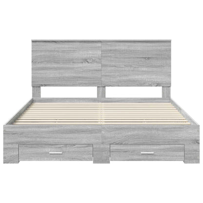 Bed Frame with Drawer Grey Sonoma 160 x 200 cm Engineered Wood