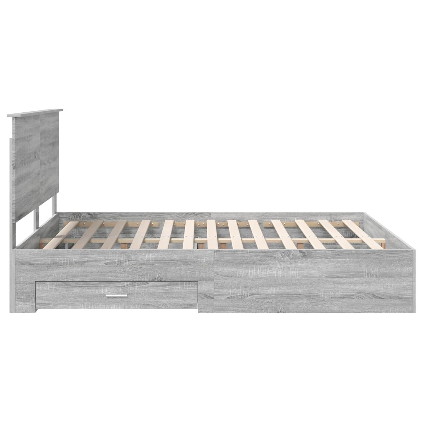 Bed Frame with Drawer Grey Sonoma 160 x 200 cm Engineered Wood